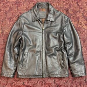 90s Dockers Genuine Leather Jacket with Quilt Lining